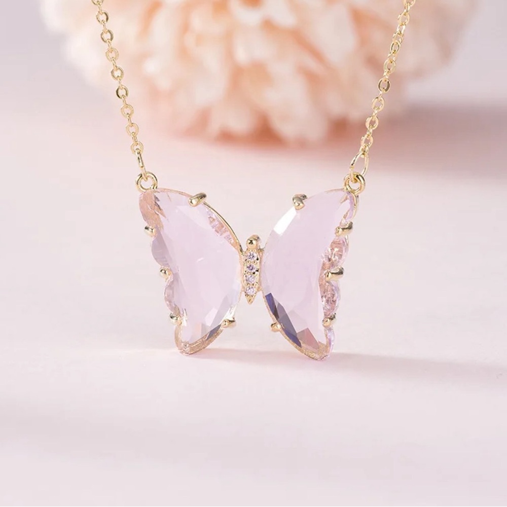 Pink Butterfly Necklace